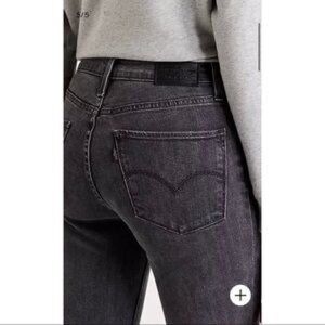 Levis Premium 721 Jeans Womens Sz 25 Black High Rise Skinny Destroyed Ripped